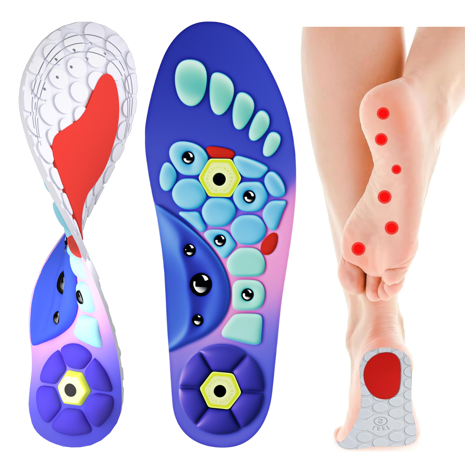 Orthopedic Acupressure Insoles – Reflexology Massage Insoles for Pain Relief, Comfortable Foot Support for Men and Women